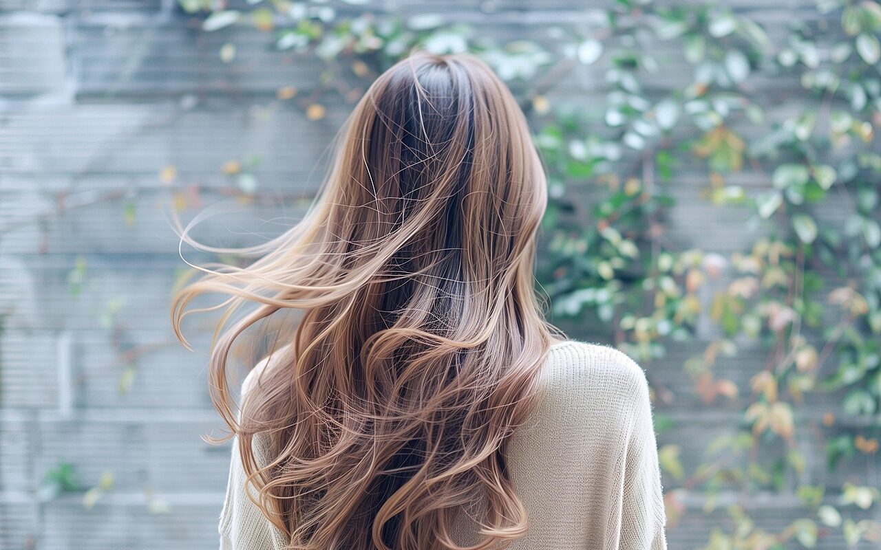 person, woman, girl, back view, long hair, brown hair, beautiful woman, beauty, hair color, hairstyle, blonde, generated ai