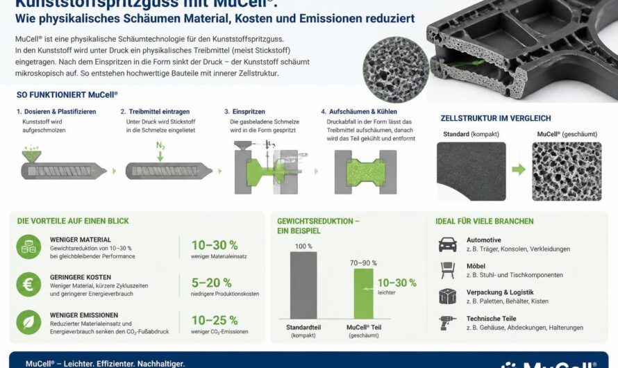 Kunststoffspritzguss mit MuCell®: Wie physikalisches Schäumen Material, Kosten und Emissionen reduziert